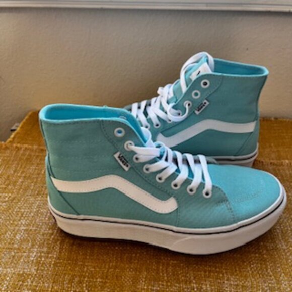 NEW Vans Filmore Hi Tapere Canvas Aqua Sky Lace Up Sneakers Women’s Shoes 9.5 - Picture 5 of 9